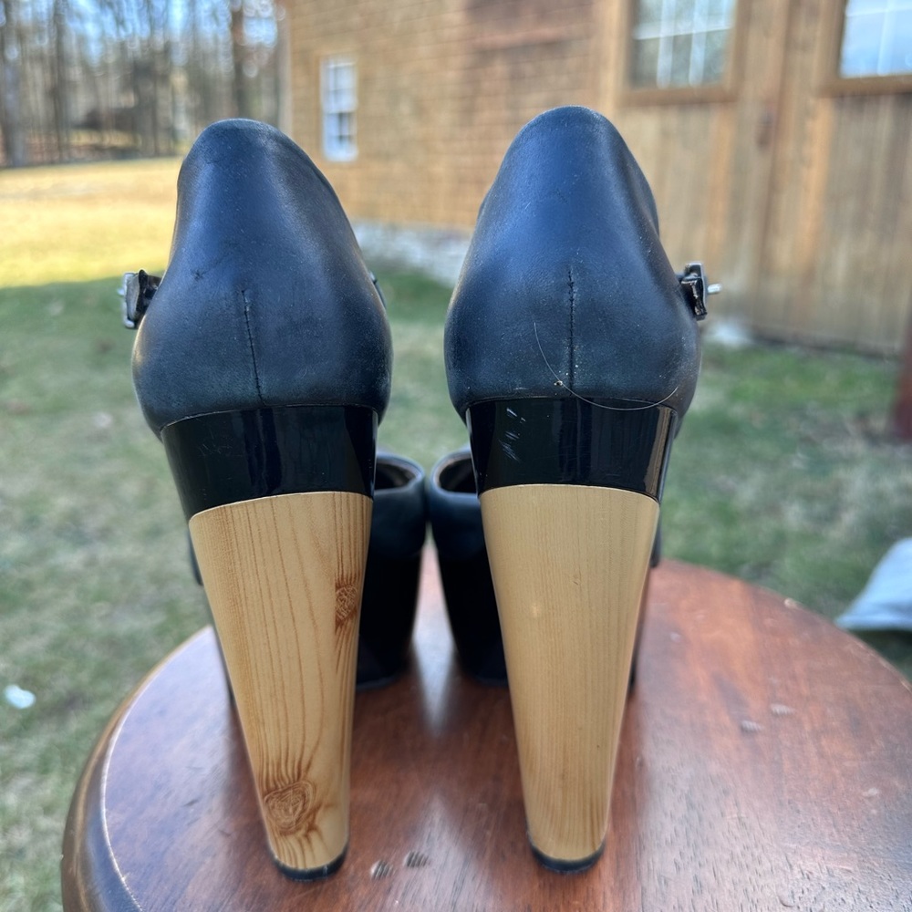 Bcbgeneration Platform Leather Pumps With Wooden … - image 8